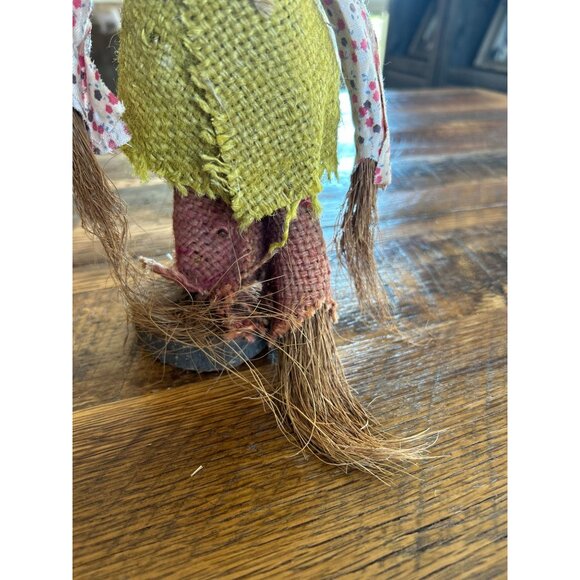 Vintage Handcrafted Straw/burlap/and vintage clothe Scarecrow Doll With Red Hat - Picture 8 of 12
